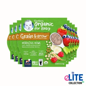 Gerber Organic Grain & Grow Morning Bowl – Oats, Quinoa, Banana, and Berries Cereal for 10+ Months Babies