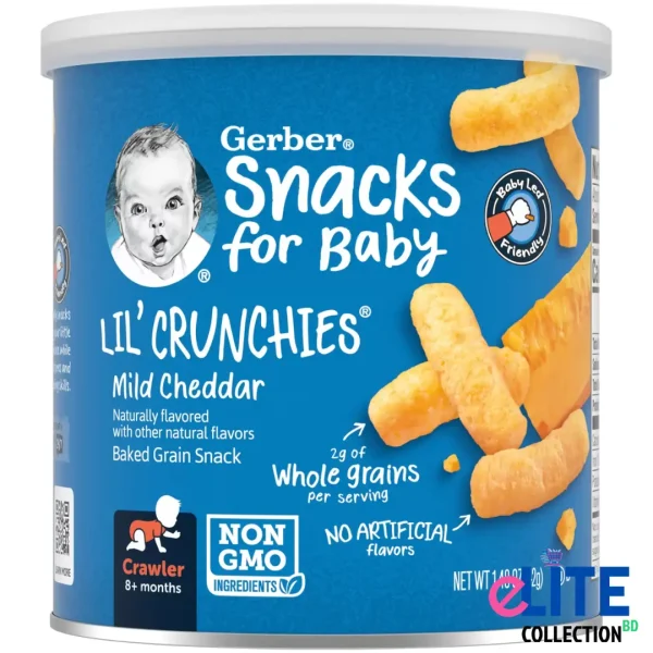 Gerber Lil' Crunchies Mild Cheddar 42g Healthy Baby Snack USA